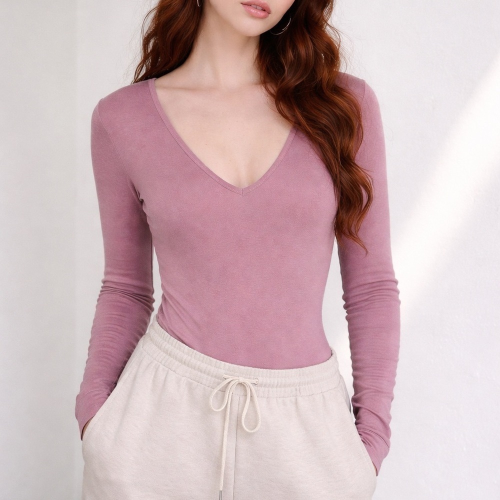 Babaton blush long sleeve bodysuit L